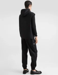 Technical fabric vest with hood