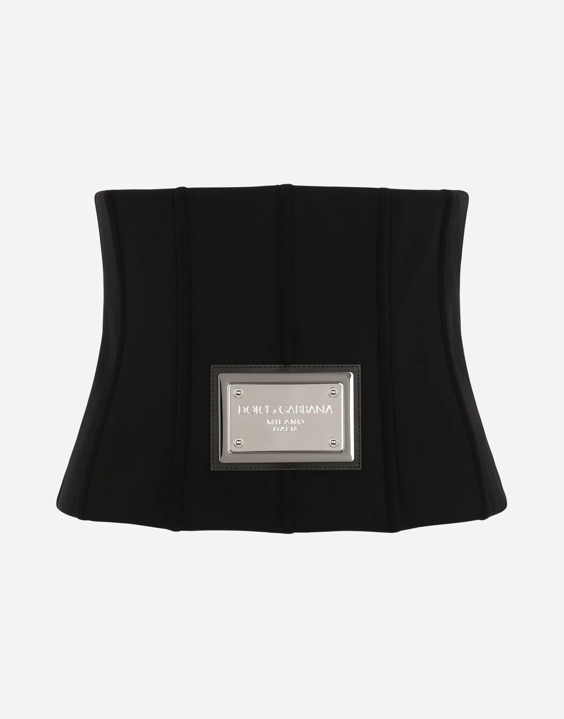 Technical jersey corset belt with DG tag
