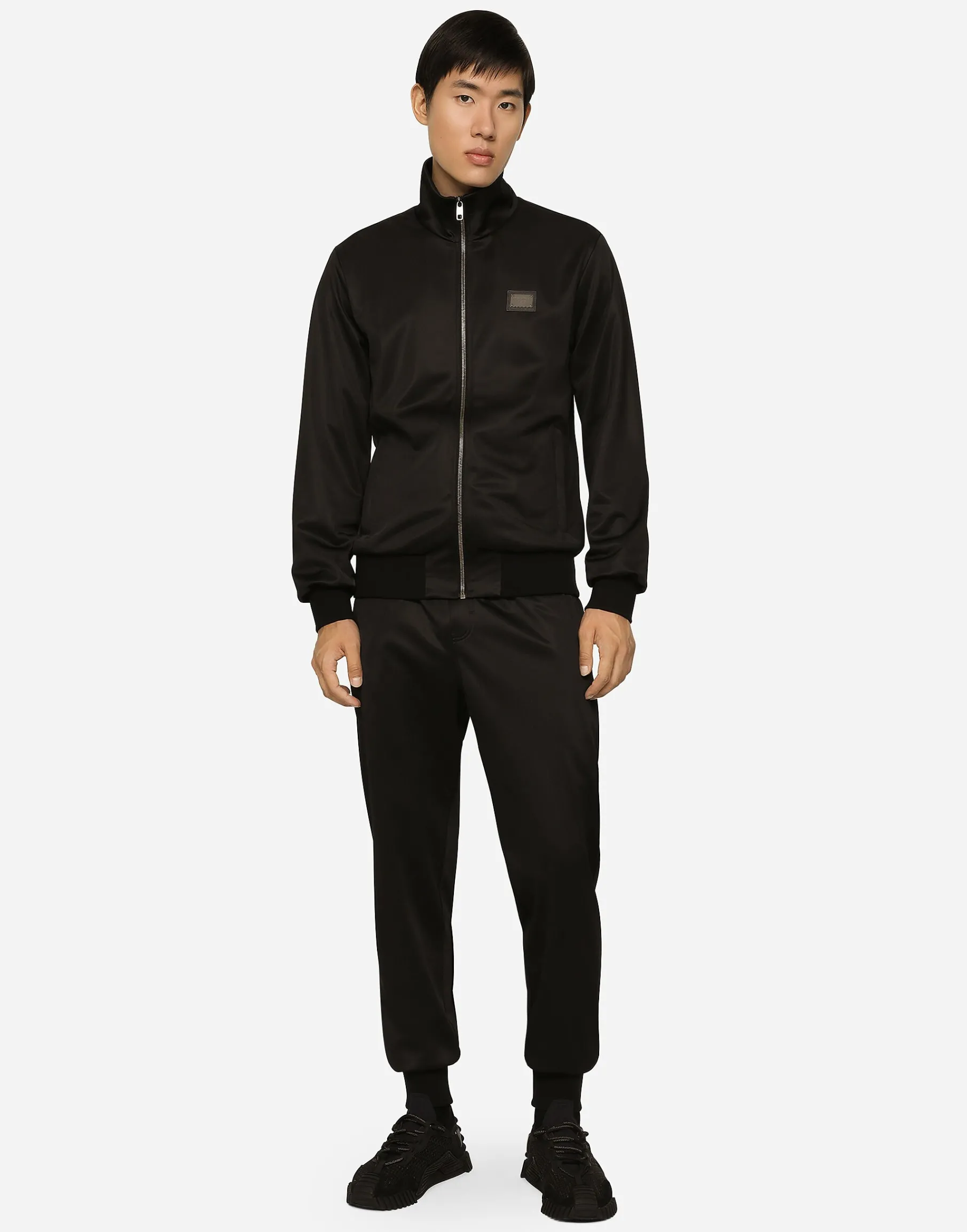 Technical jersey jogging pants with tag
