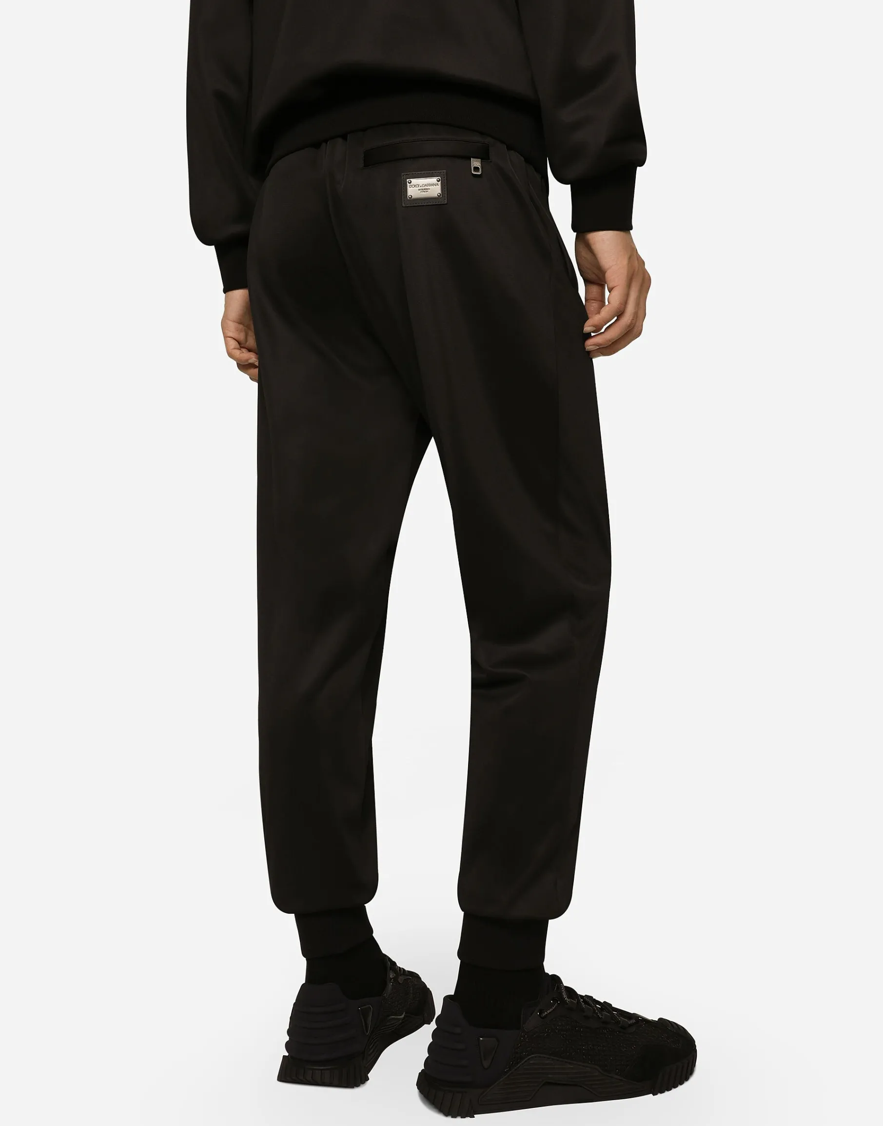 Technical jersey jogging pants with tag