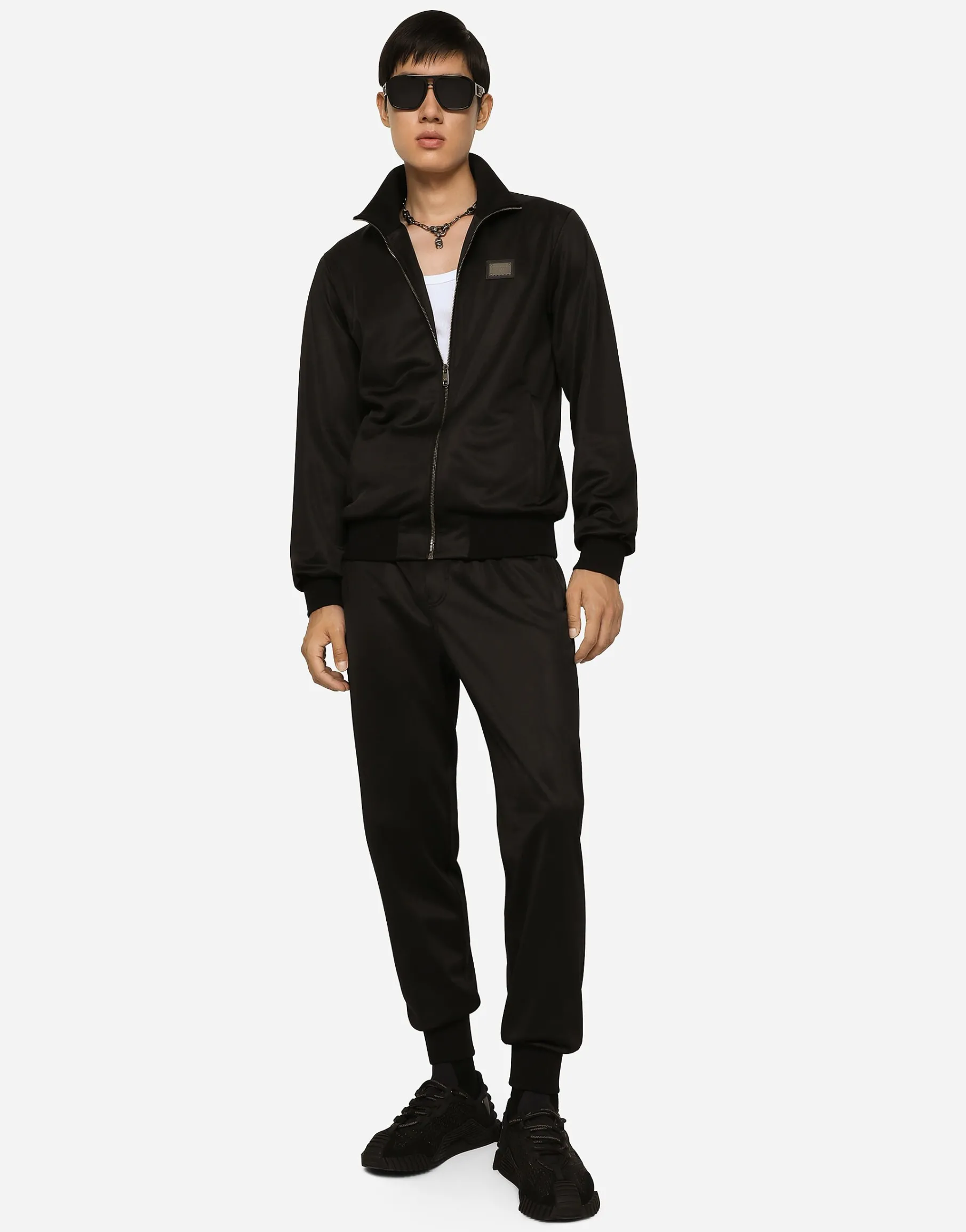Technical jersey jogging pants with tag