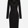 Technical jersey midi coat dress