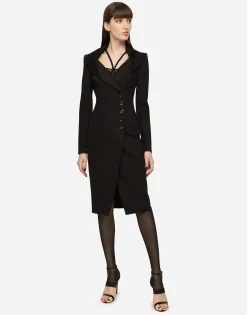 Technical jersey midi coat dress