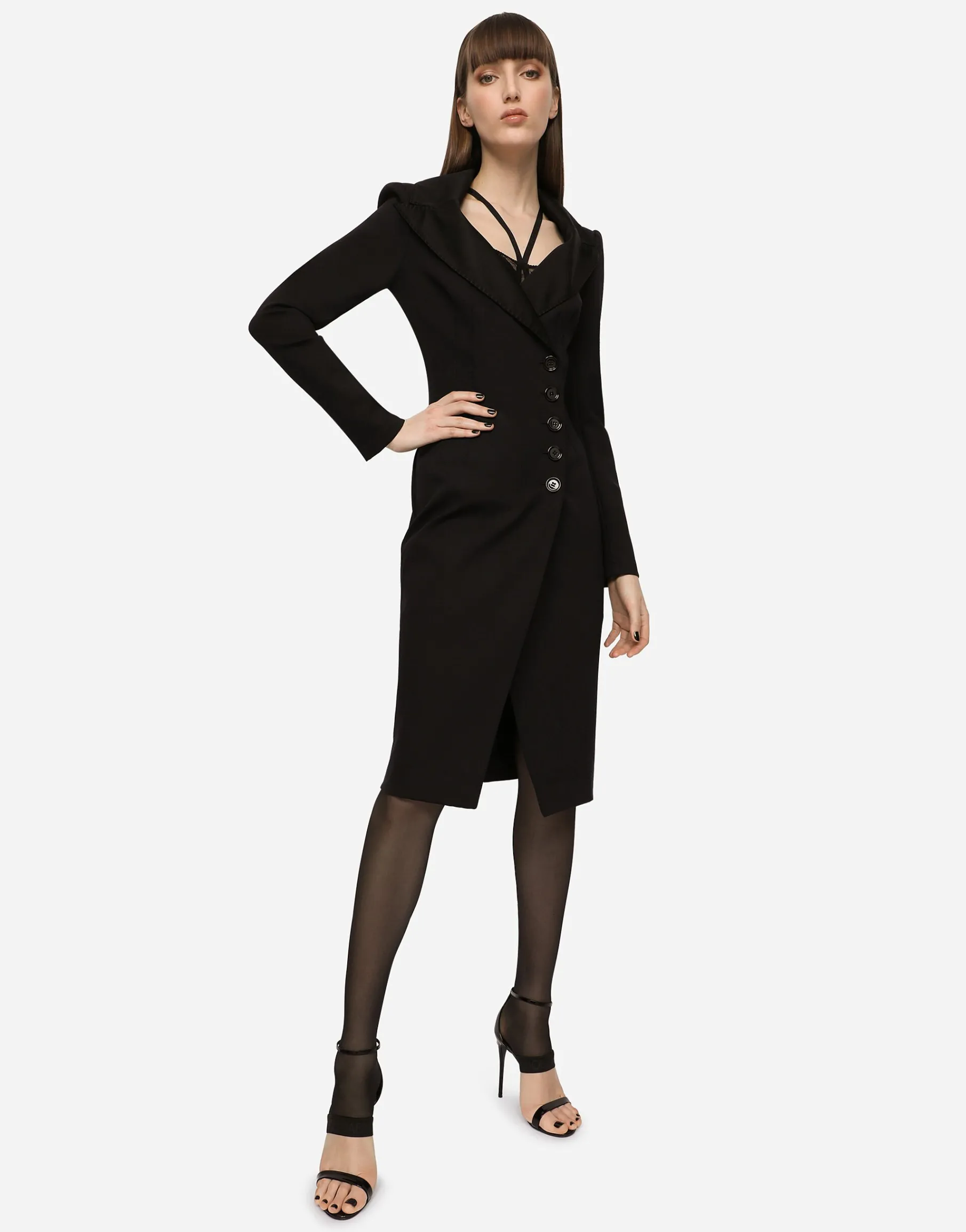 Technical jersey midi coat dress
