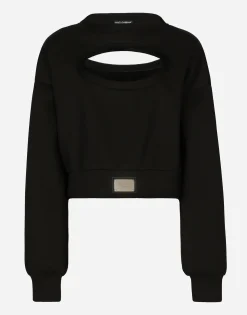 Technical jersey sweatshirt with cut-out and Dolce&Gabbana tag