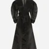 Technical organza trench coat with gathered sleeves