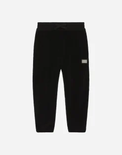 Terrycloth jogging pants with logo tag
