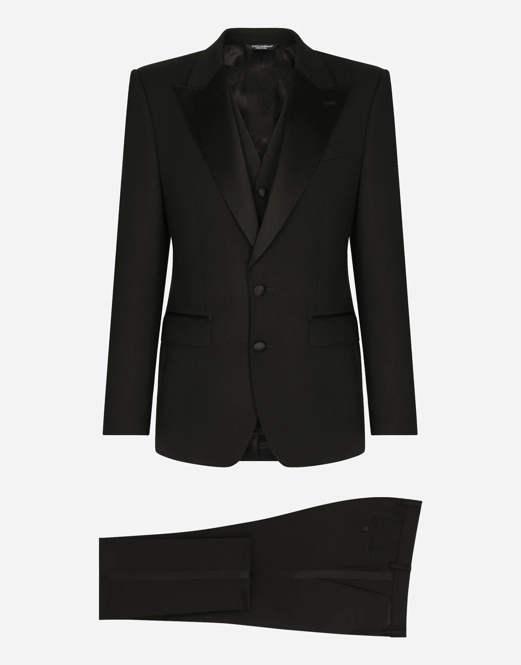 Three-piece Sicilia-fit suit in stretch wool