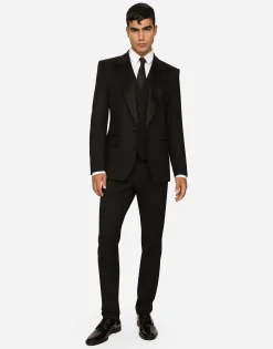 Three-piece Sicilia-fit suit in stretch wool