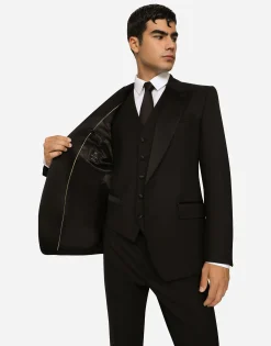 Three-piece Sicilia-fit suit in stretch wool
