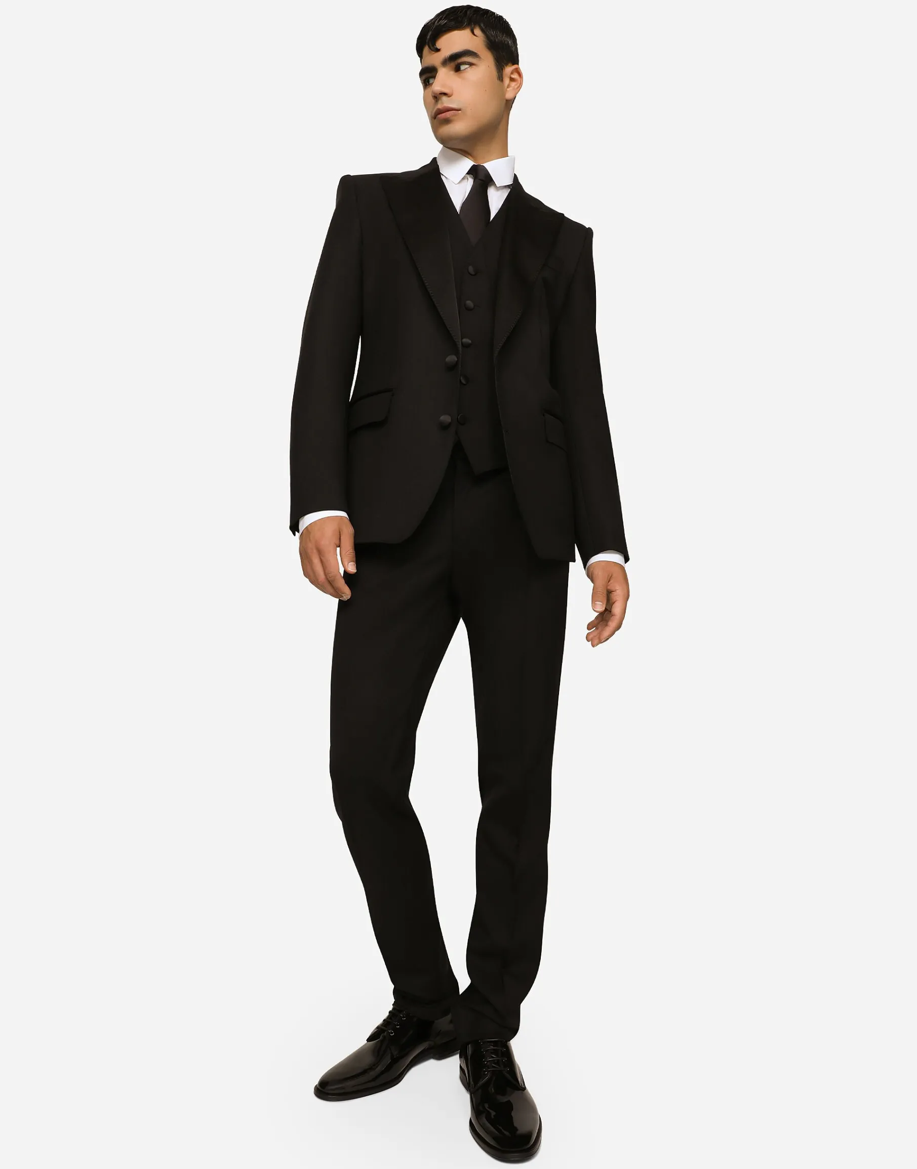 Three-piece Sicilia-fit suit in stretch wool
