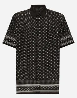 Tie-print silk Hawaiian shirt
