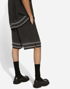 Tie-print silk jogging shorts