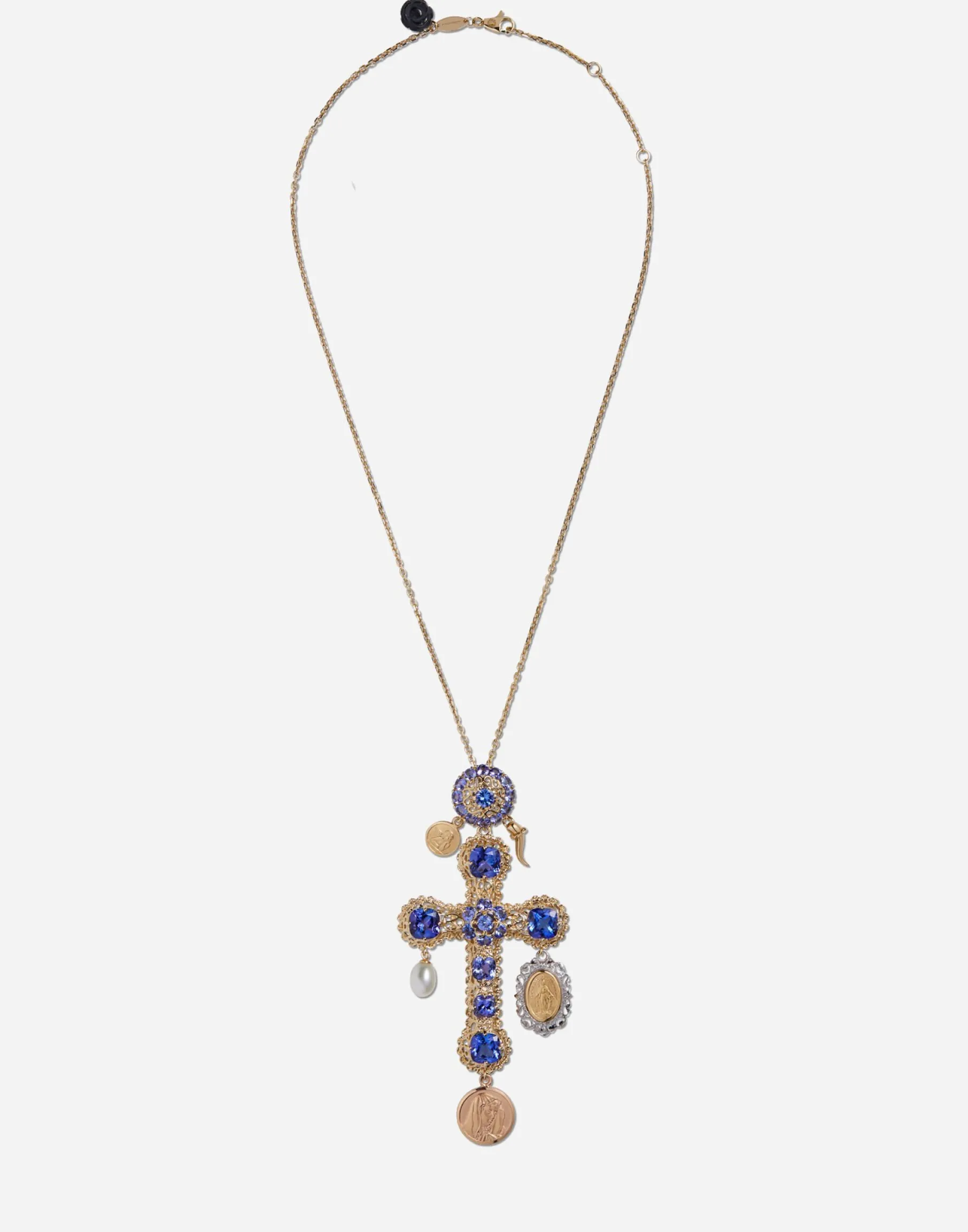 Tradition cross pendant with tanzanites
