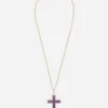 Tradition pendant in rose and white gold 18kt with amethystes and diamonds