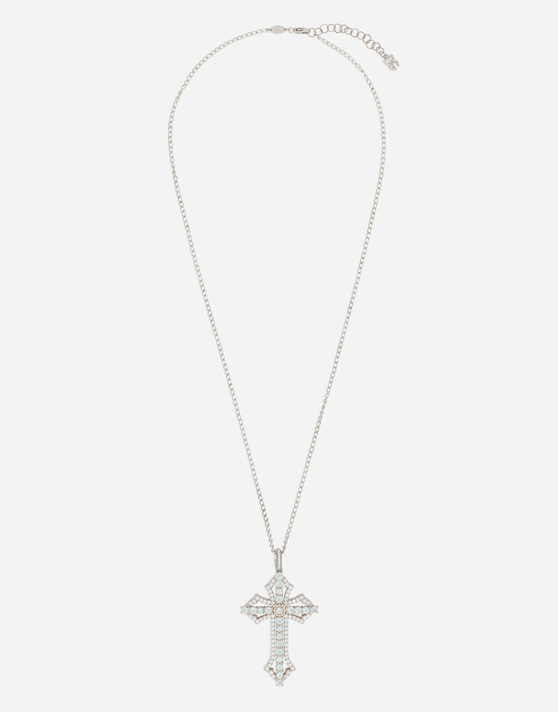 Tradition pendant in white gold 18kt with aquamarines and diamonds