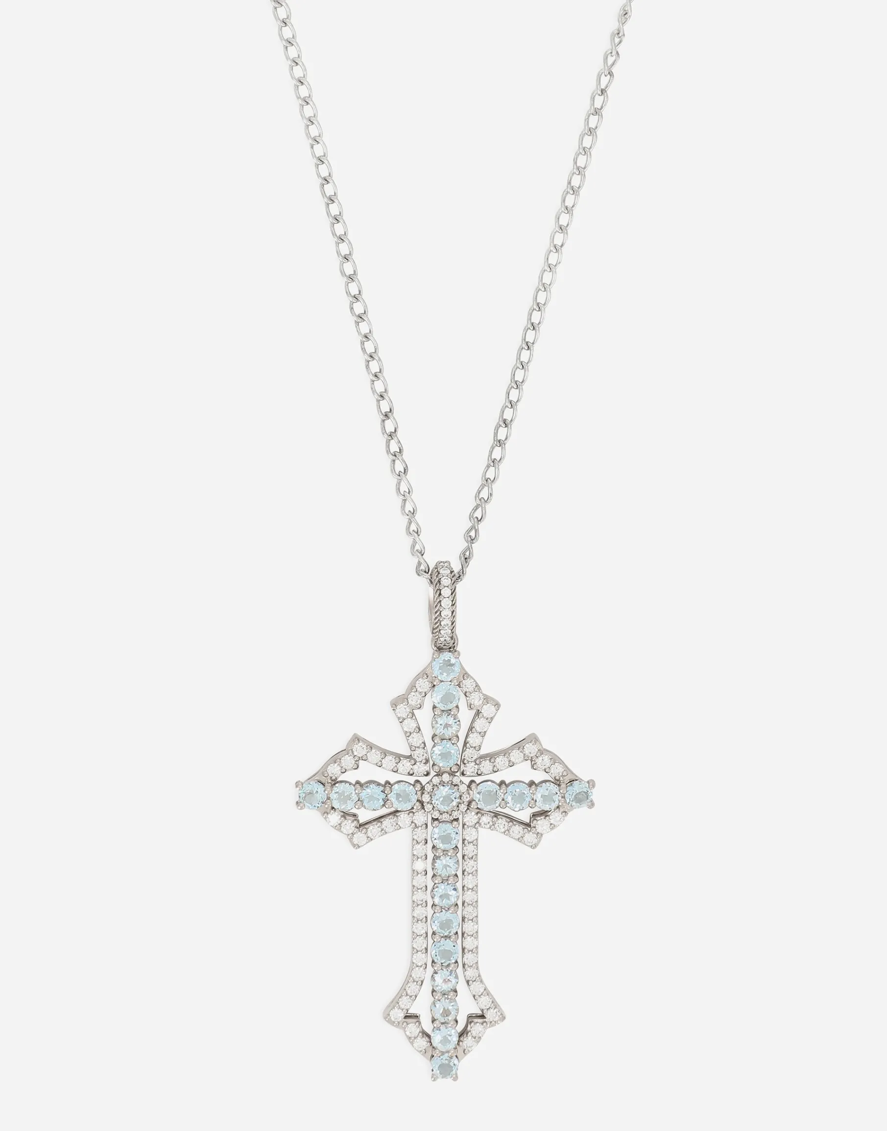 Tradition pendant in white gold 18kt with aquamarines and diamonds
