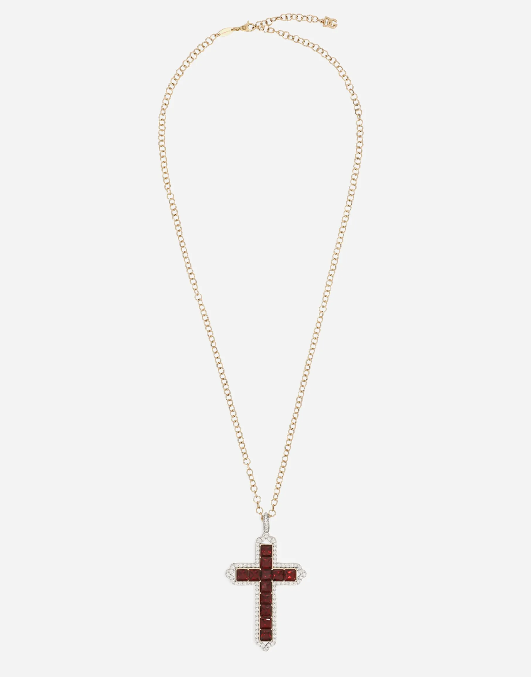 Tradition pendant in yellow and white gold 18Kt with rhodolite garnets and diamonds