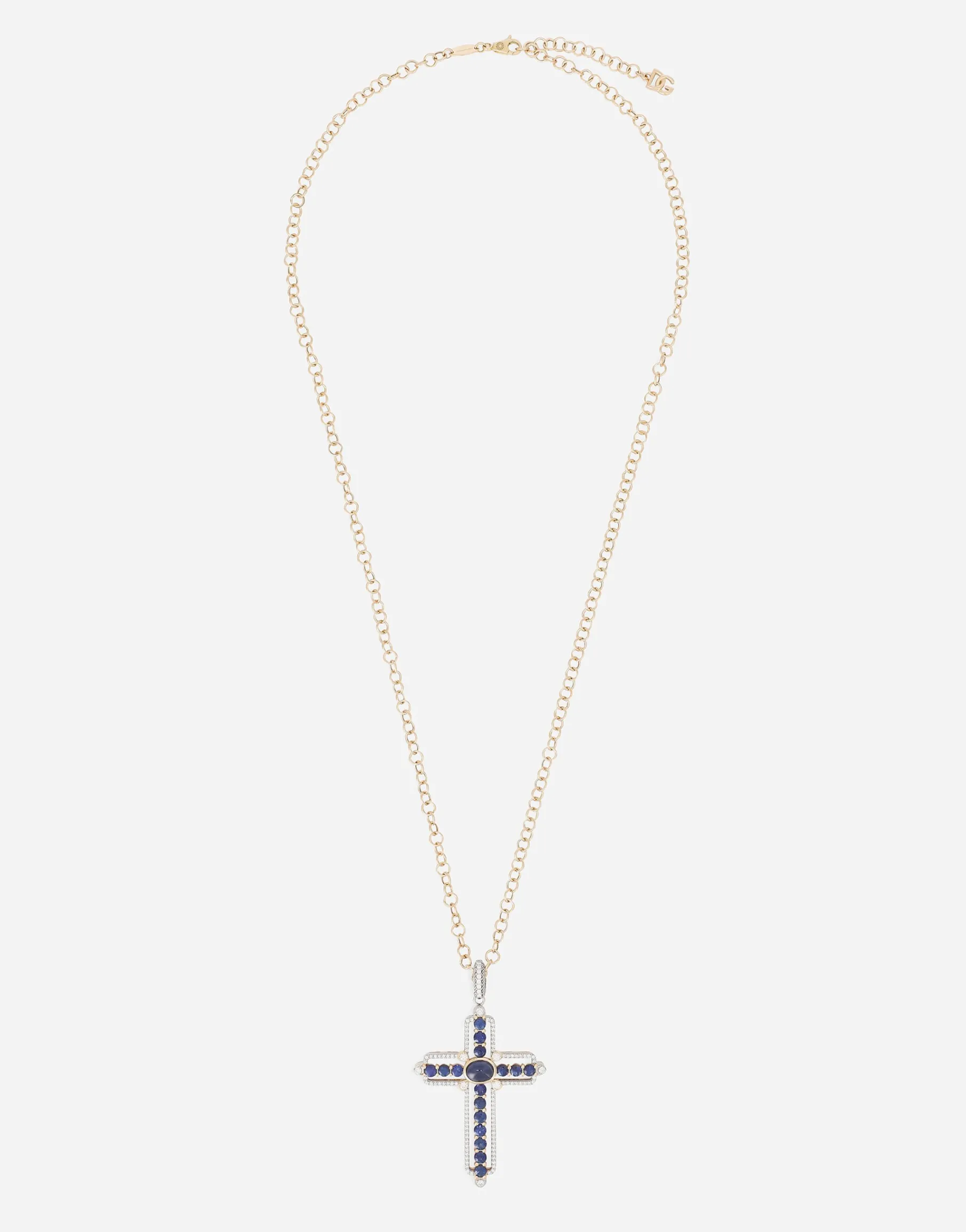 Tradition pendant in yellow and white gold 18Kt with blue sapphires and diamonds