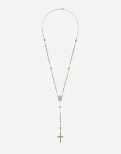 Tradition white gold rosary necklace