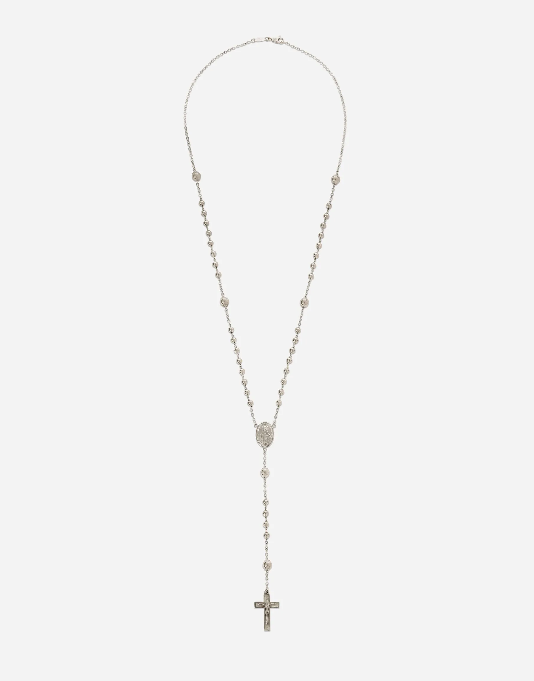 Tradition white gold rosary necklace