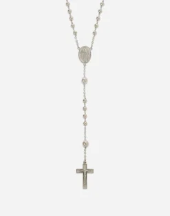 Tradition white gold rosary necklace
