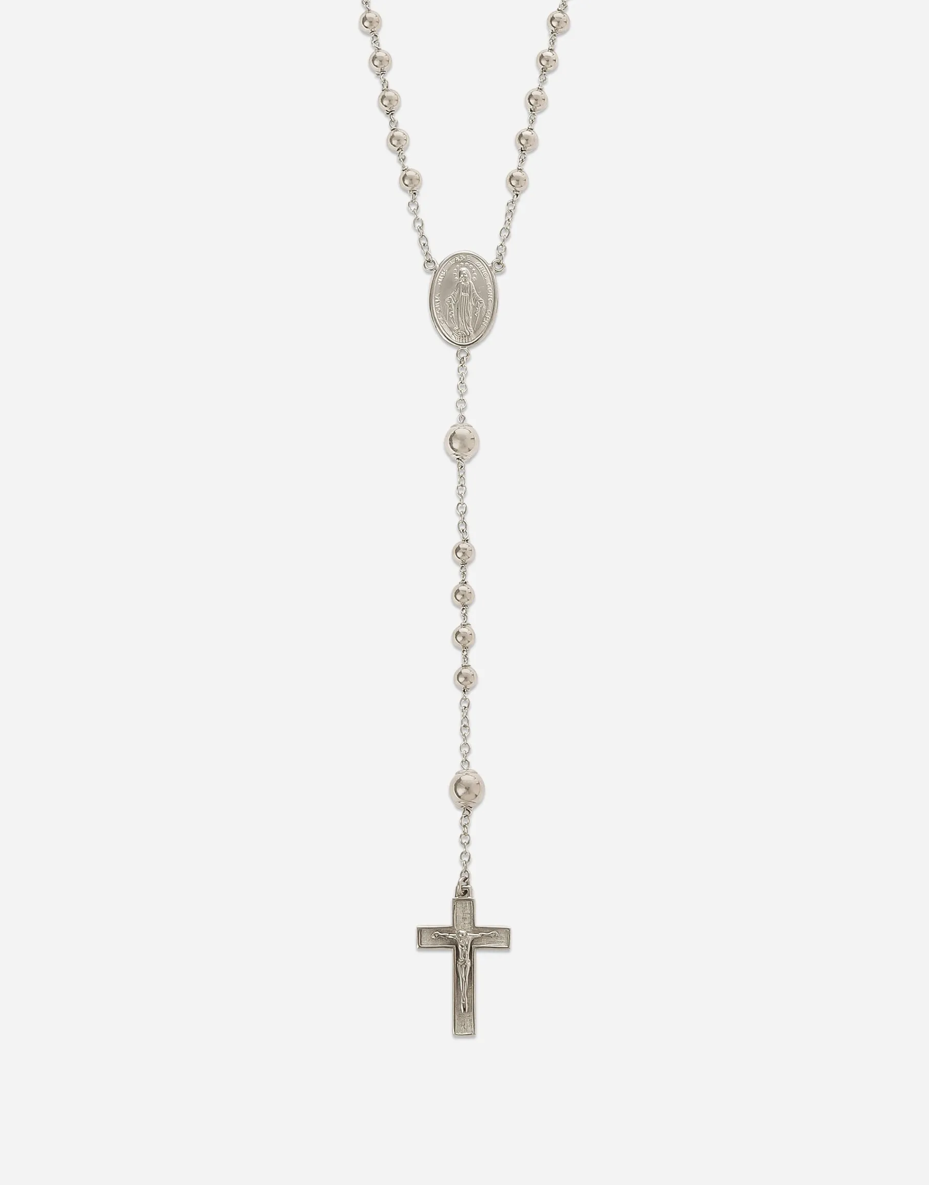 Tradition white gold rosary necklace