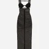 Tulle calf-length dress with corset details