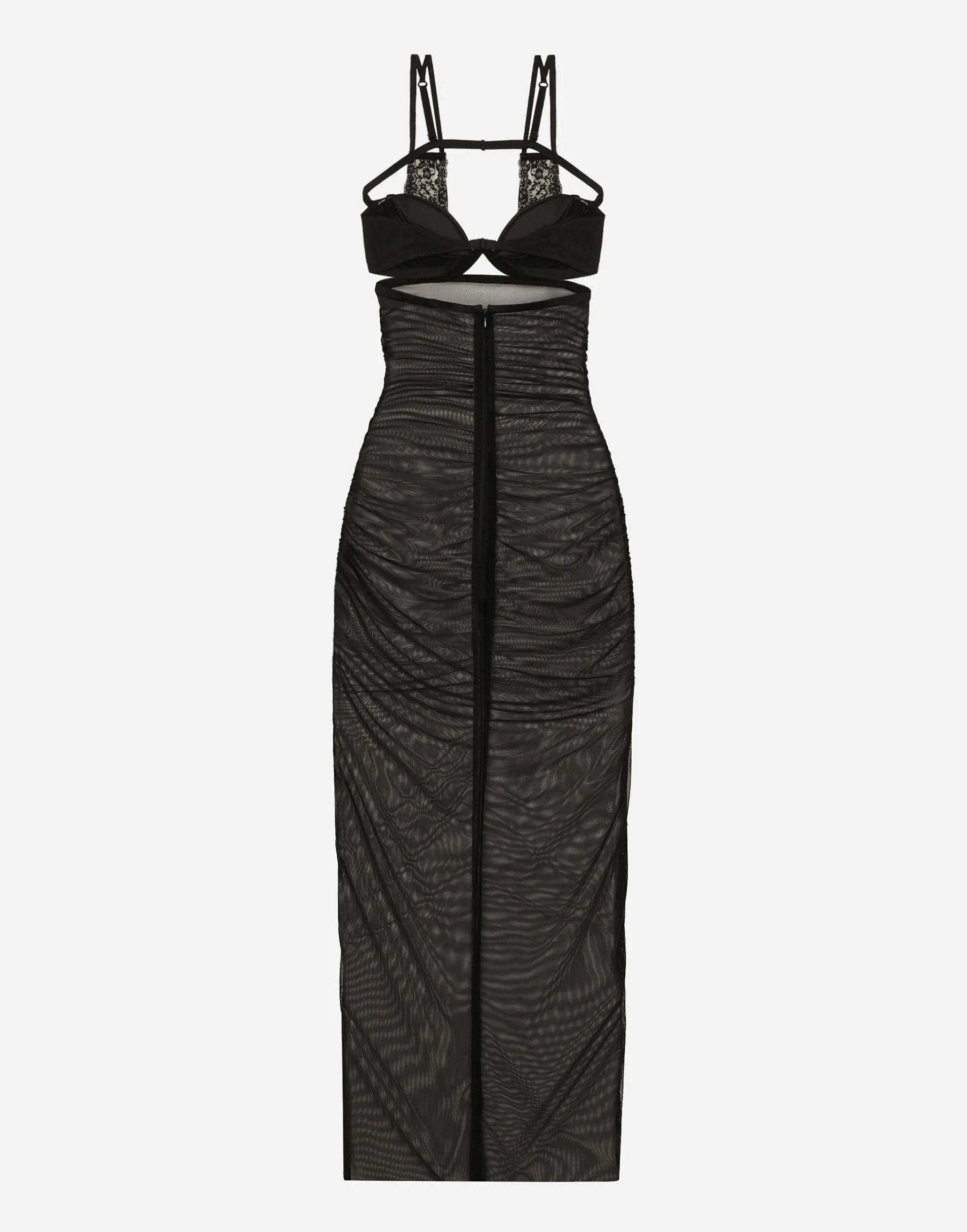 Tulle calf-length dress with corset details