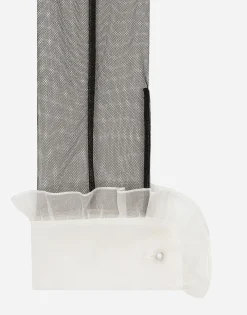 Tulle calf-length dress with organza shirt front