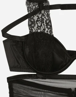 Tulle calf-length dress with corset details