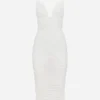 Tulle draped calf-length dress