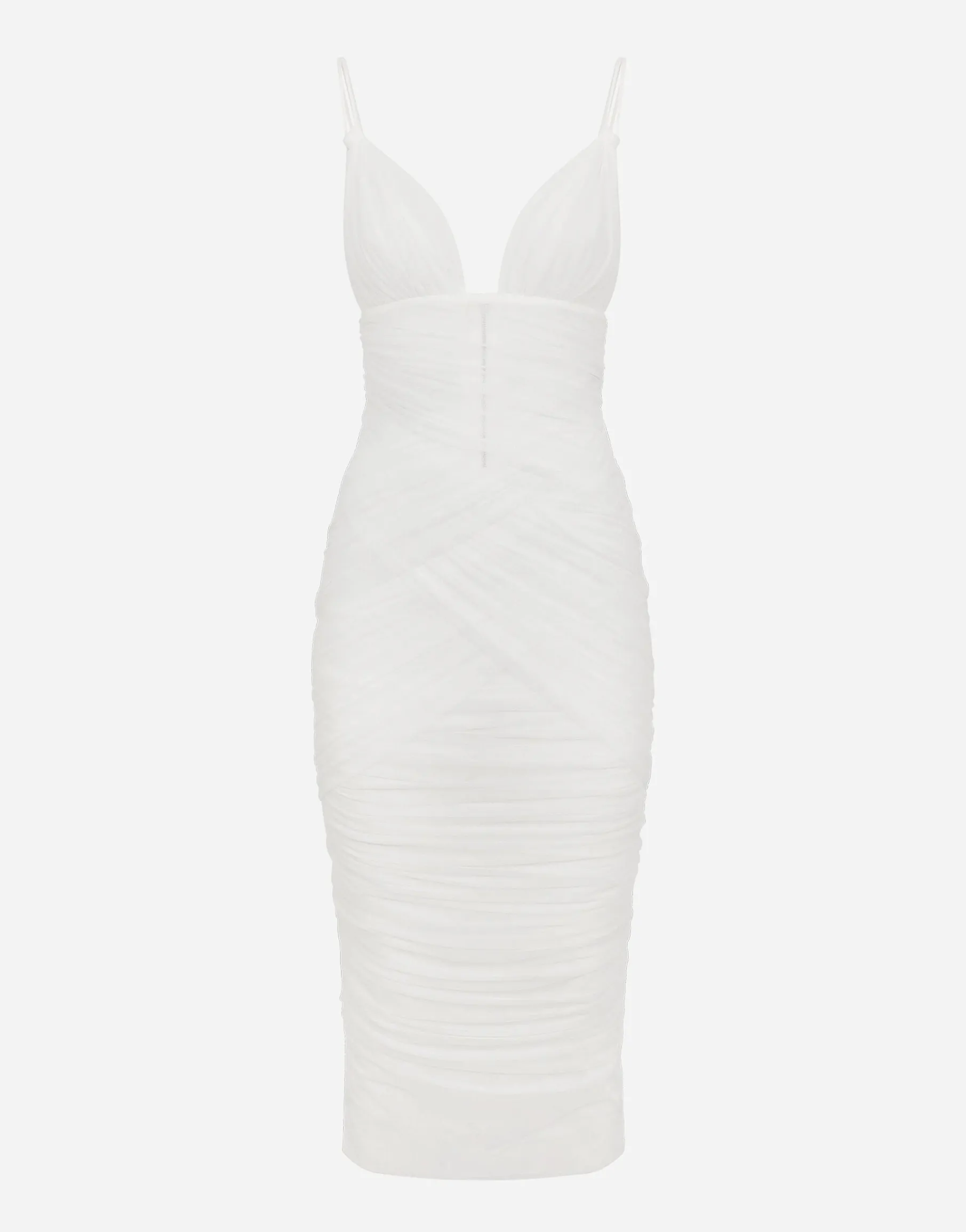 Tulle draped calf-length dress