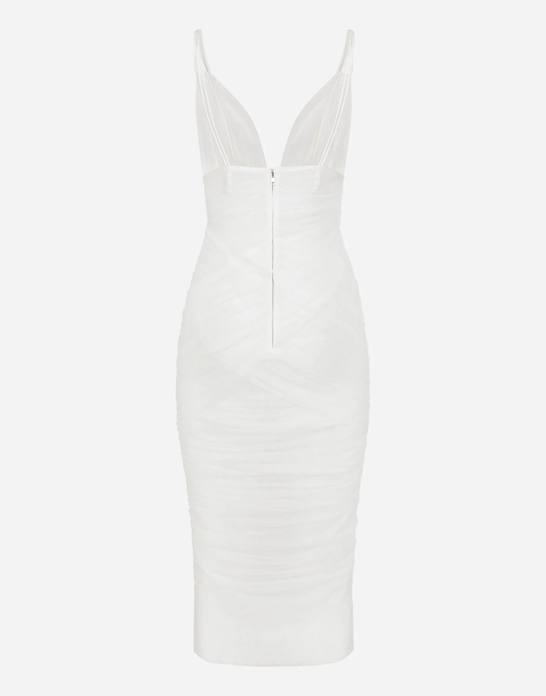 Tulle draped calf-length dress
