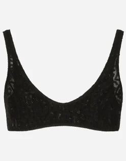 Tulle jacquard top with all-over DG logo