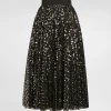 Tulle midi circle skirt with micro-sequin embroidery