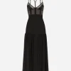 Tulle midi dress with lingerie details and the DG logo