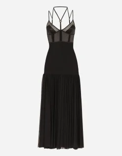 Tulle midi dress with lingerie details and the DG logo