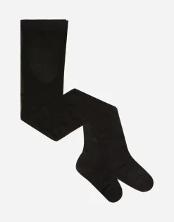 Tulle tights with jacquard DG logo