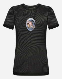 Tulle T-shirt with sacred image patch