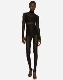Tulle turtle-neck jumpsuit