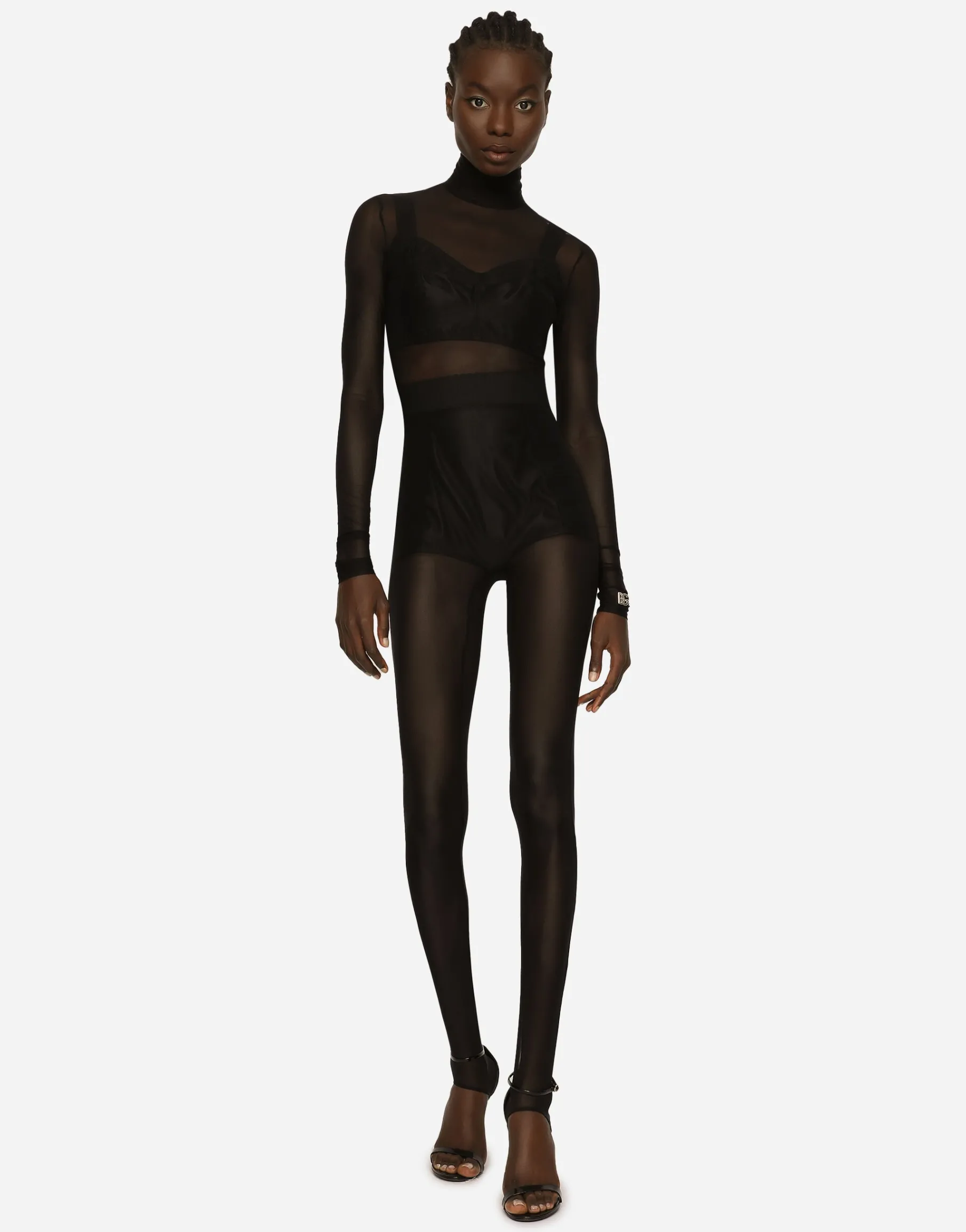 Tulle turtle-neck jumpsuit