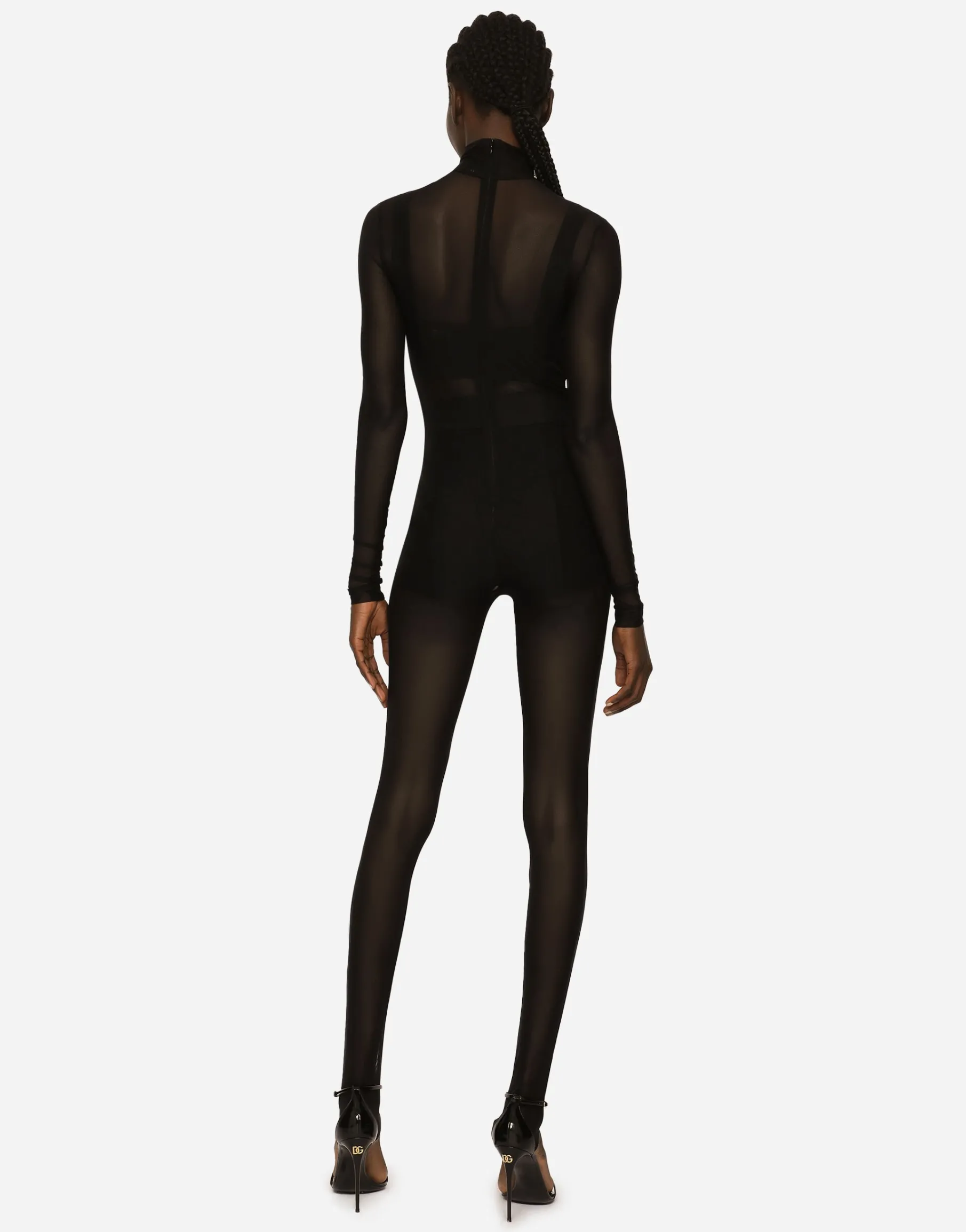 Tulle turtle-neck jumpsuit