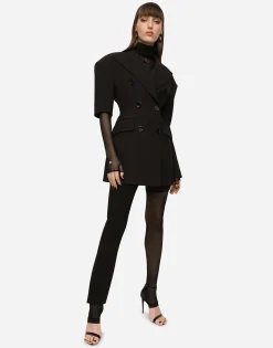Tulle turtle-neck top with DG logo