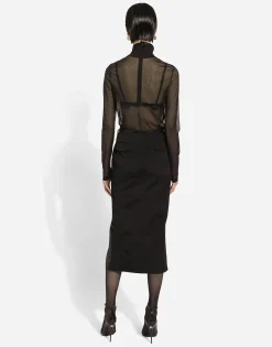 Tulle turtle-neck top with DG logo