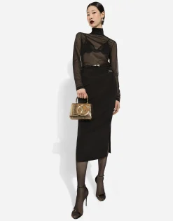Tulle turtle-neck top with DG logo