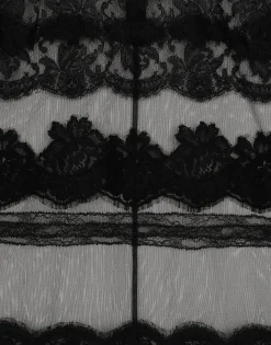 Tulle turtle-neck top with lace inserts