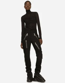 Tulle turtle-neck top with DG logo