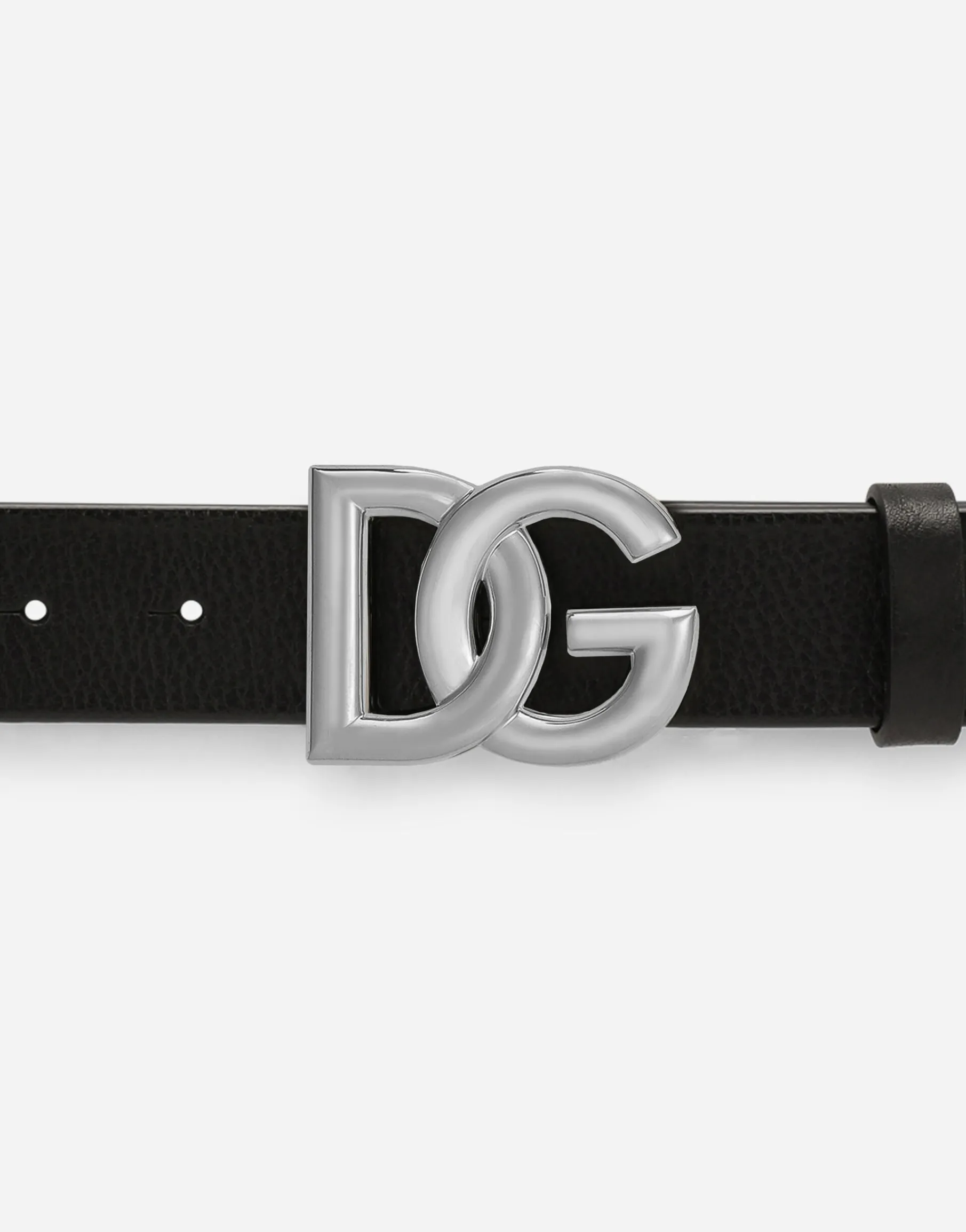 Tumbled leather belt with crossover DG logo buckle