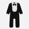 Tuxedo onesie in interlock and poplin